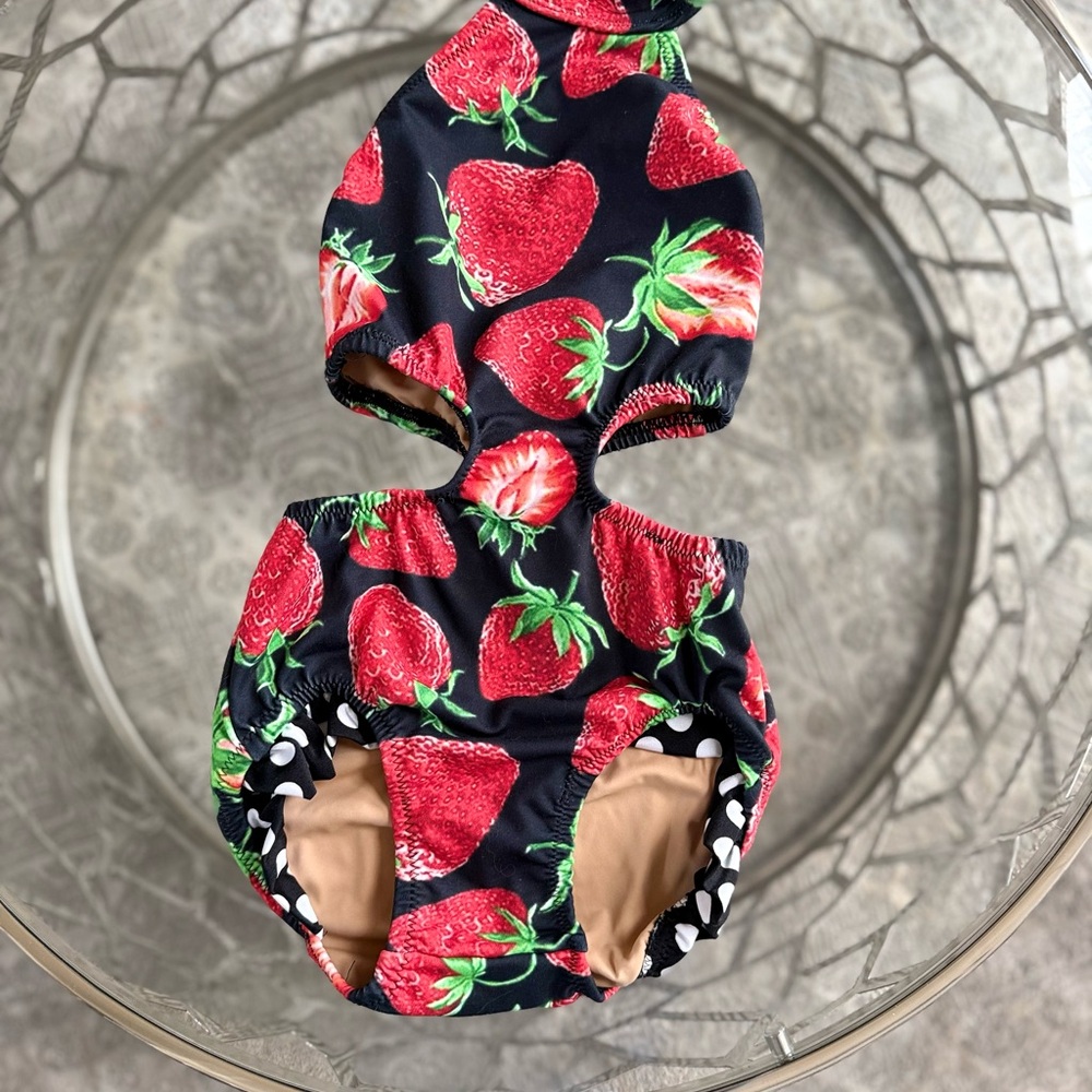 Strawberry Print custom cut out leotard